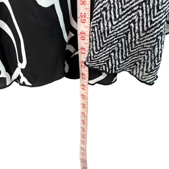 JOSEPH RIBKOFF Mesh Cardigan / Coverup / Long Line Jacket Black & White Sz 6 - Picture 8 of 11